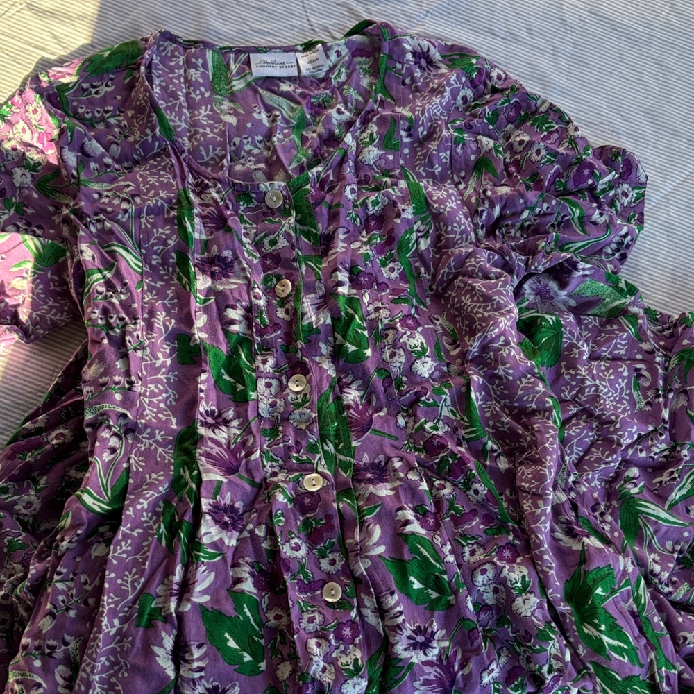 Pretty Spring Floral Vintage Style Button Front Tie Back Dress